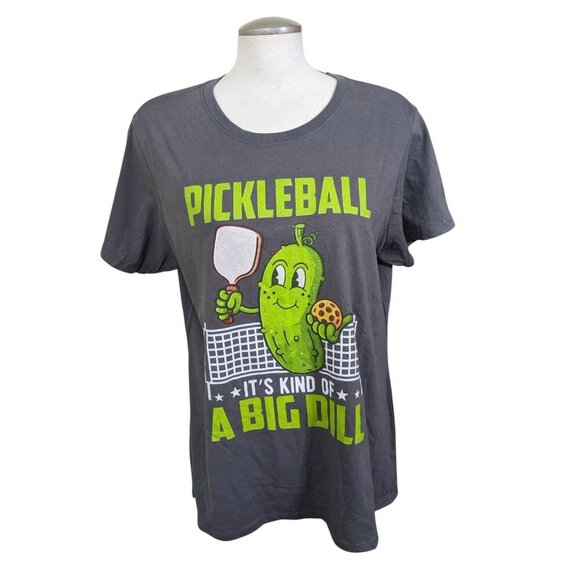 Pickleball Its Kind Of A Big Dill T Shirt Womens XL Olive Green Graphic Tee - Picture 1 of 6